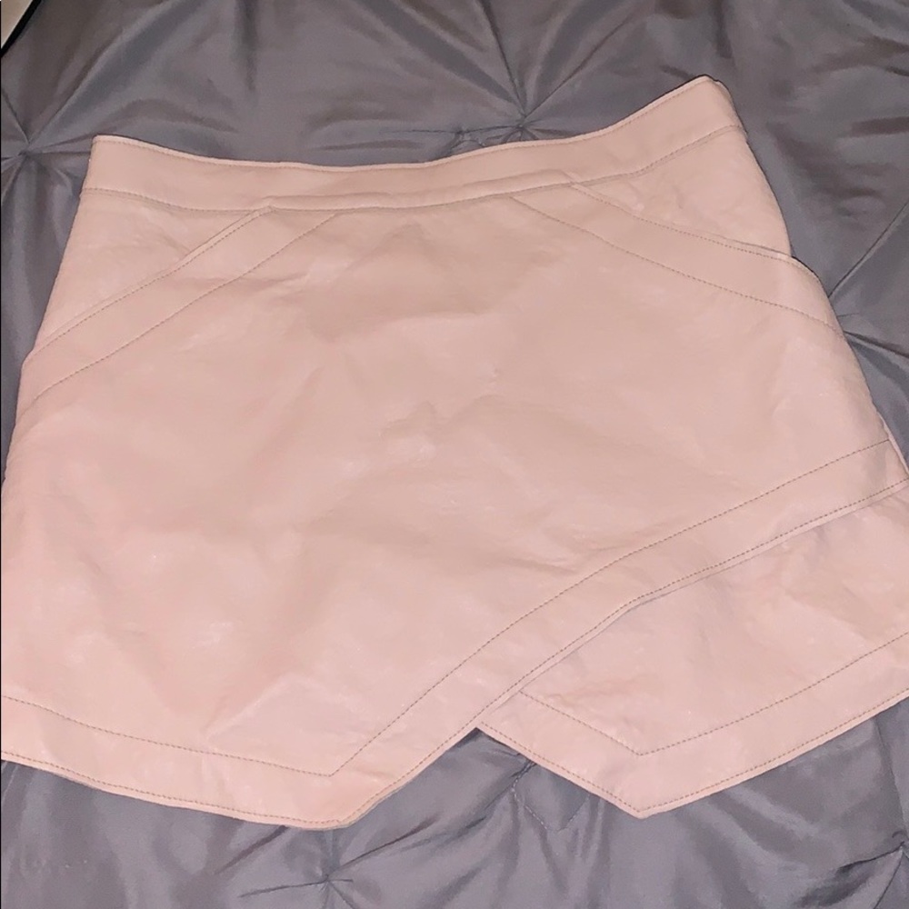 Leather pink skirt